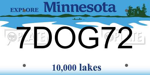 7DOG72 Minnesota License Plate