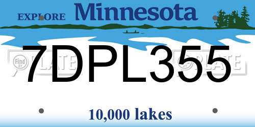 7DPL355 Minnesota License Plate