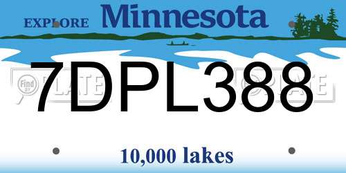 7DPL388 Minnesota License Plate