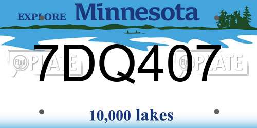 7DQ407 Minnesota License Plate