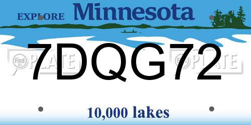 7DQG72 Minnesota License Plate