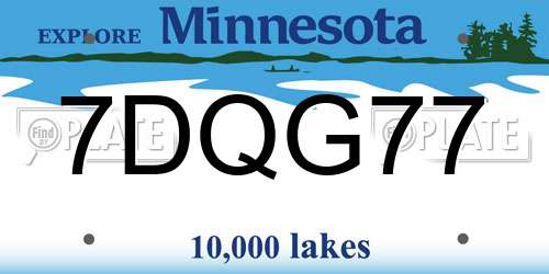7DQG77 Minnesota License Plate