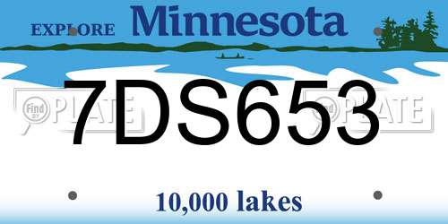 7DS653 Minnesota License Plate