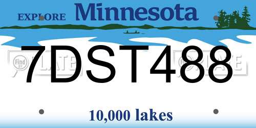 7DST488 Minnesota License Plate