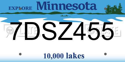 7DSZ455 Minnesota License Plate