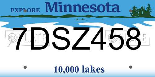 7DSZ458 Minnesota License Plate
