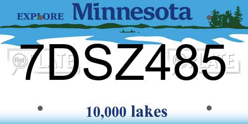 7DSZ485 Minnesota License Plate