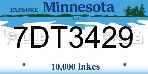 7DT3429 Minnesota License Plate