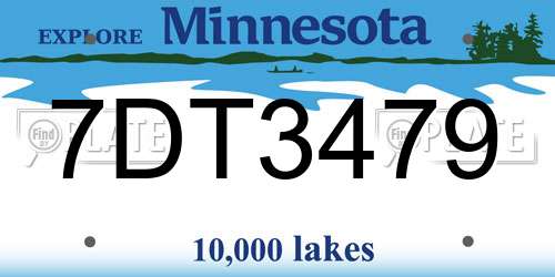 7DT3479 Minnesota License Plate
