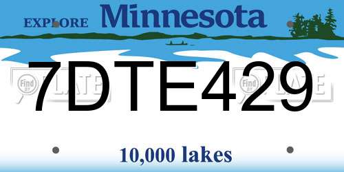 7DTE429 Minnesota License Plate