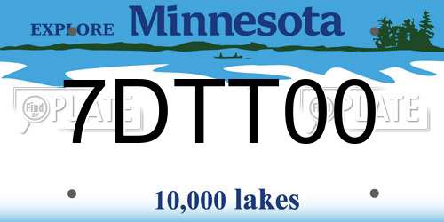 7DTT00 Minnesota License Plate