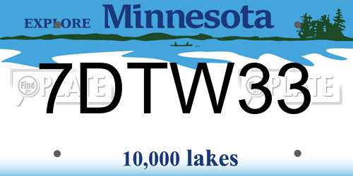 7DTW33 Minnesota License Plate