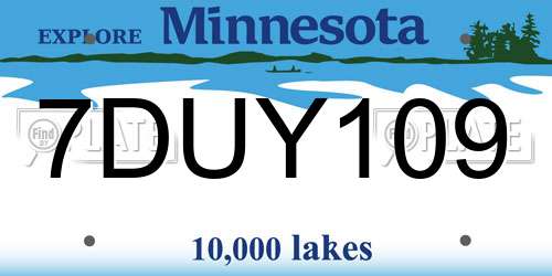 7DUY109 Minnesota License Plate