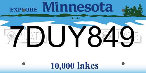 7DUY849 Minnesota License Plate