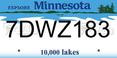7DWZ183 Minnesota License Plate