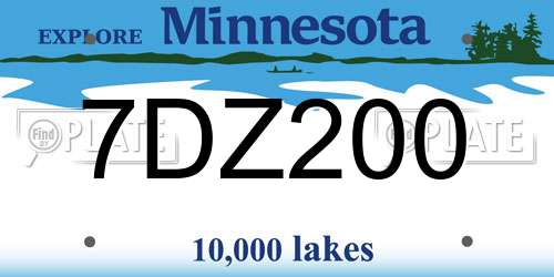 7DZ200 Minnesota License Plate