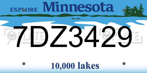 7DZ3429 Minnesota License Plate