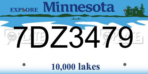 7DZ3479 Minnesota License Plate