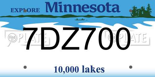 7DZ700 Minnesota License Plate