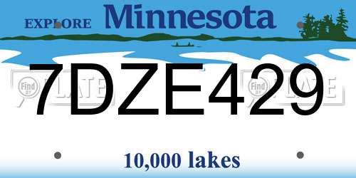 7DZE429 Minnesota License Plate