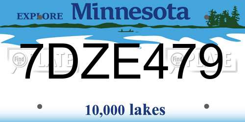 7DZE479 Minnesota License Plate