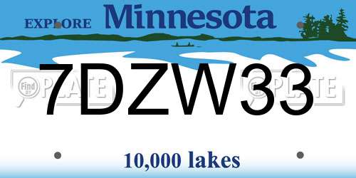 7DZW33 Minnesota License Plate