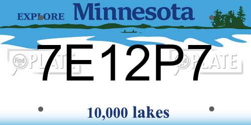 7E12P7 Minnesota License Plate