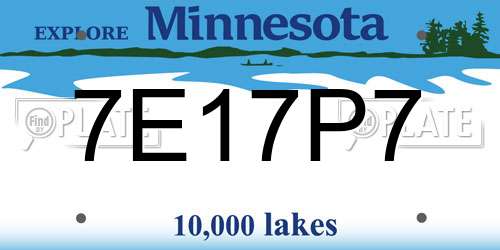 7E17P7 Minnesota License Plate