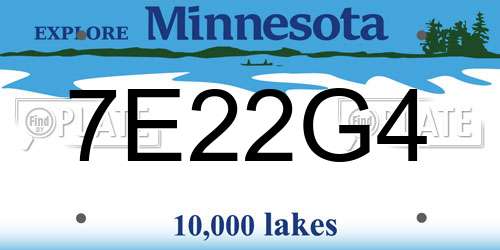 7E22G4 Minnesota License Plate