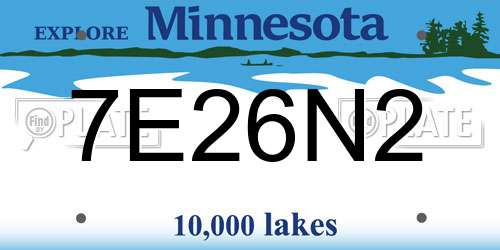 7E26N2 Minnesota License Plate