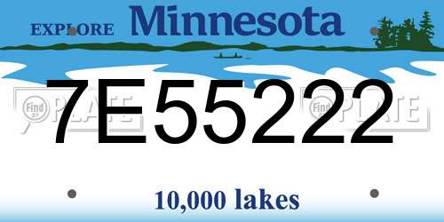 7E55222 Minnesota License Plate