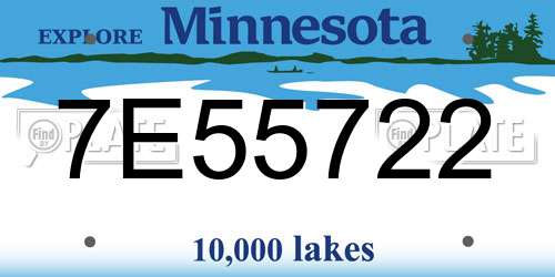 7E55722 Minnesota License Plate