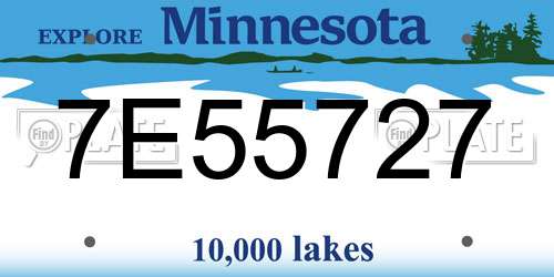 7E55727 Minnesota License Plate