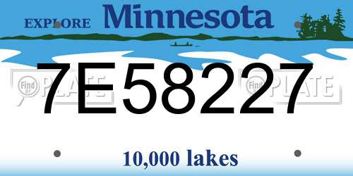 7E58227 Minnesota License Plate