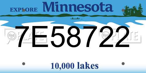 7E58722 Minnesota License Plate