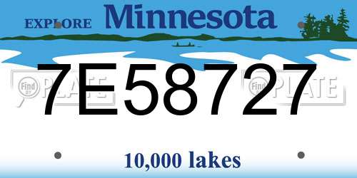 7E58727 Minnesota License Plate