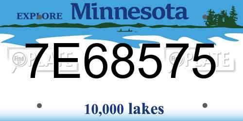 7E68575 Minnesota License Plate