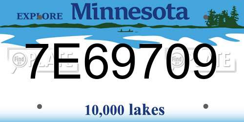 7E69709 Minnesota License Plate