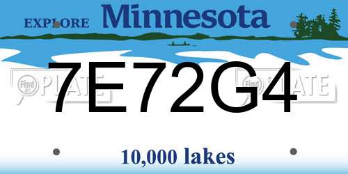 7E72G4 Minnesota License Plate