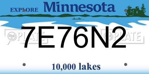 7E76N2 Minnesota License Plate