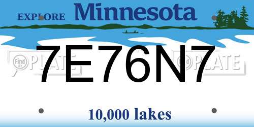 7E76N7 Minnesota License Plate