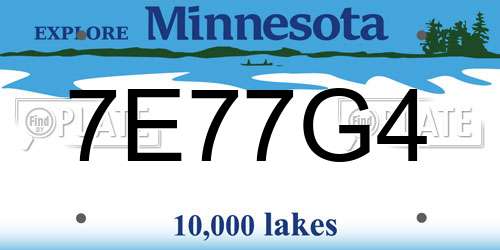 7E77G4 Minnesota License Plate