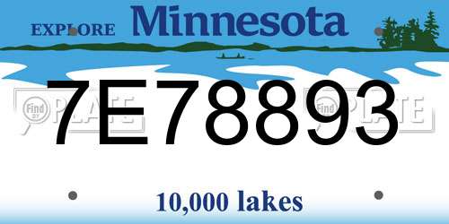 7E78893 Minnesota License Plate
