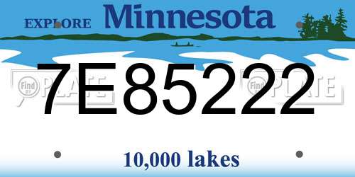 7E85222 Minnesota License Plate