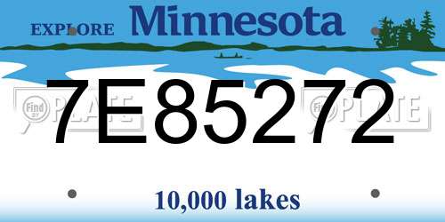 7E85272 Minnesota License Plate