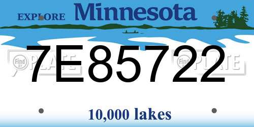 7E85722 Minnesota License Plate