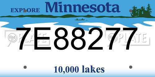 7E88277 Minnesota License Plate