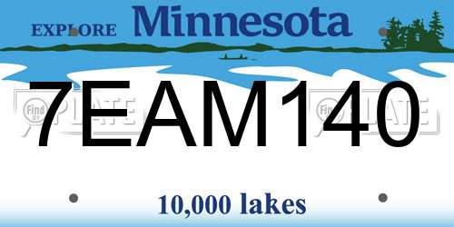 7EAM140 Minnesota License Plate