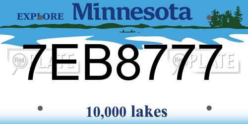 7EB8777 Minnesota License Plate