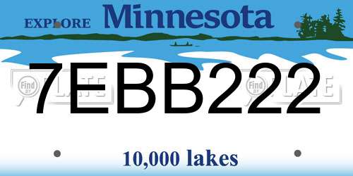 7EBB222 Minnesota License Plate